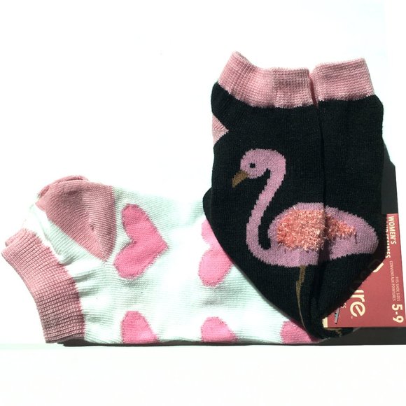 *3/$15* Pink Flamingo + Heart Socks - Picture 2 of 3